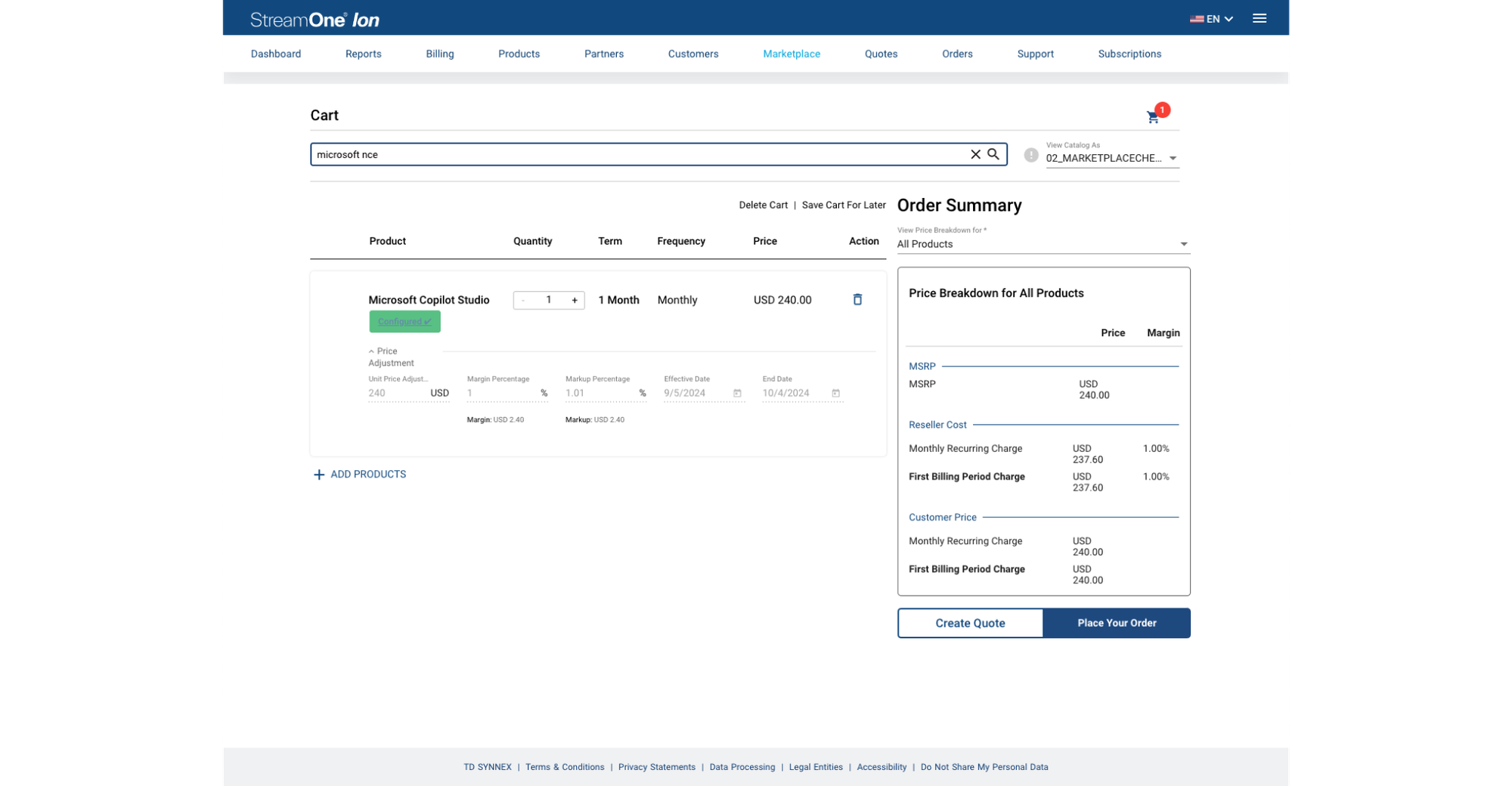 04 · Only after configuration can the user place the order.