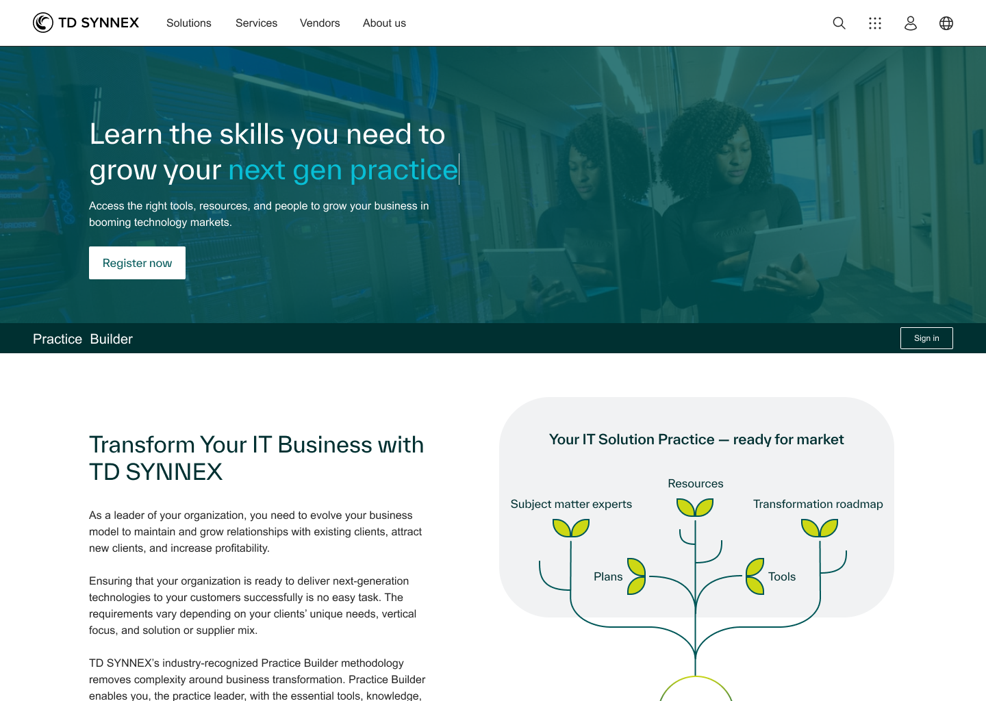Desktop public site: product value, visual explanations, catalog, and calls to action.